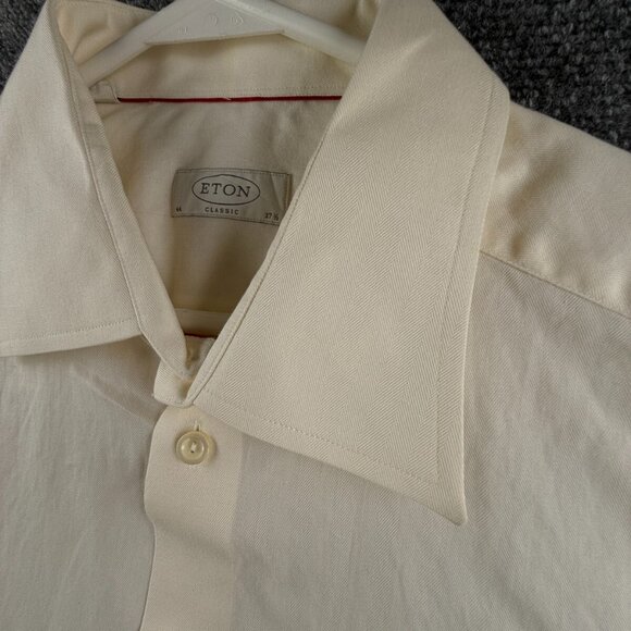 Eton Classic 17.5 Yellow Button Up Shirt Long Sleeve Men Cotton Sweden Designer - Picture 9 of 16